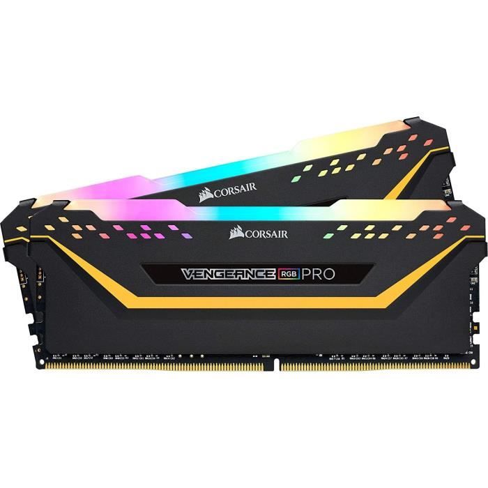 Memoire RAM CORSAIR Vengeance RGB Pro Series DDR4 16GB 2x8GB DIMM 3200 MHz CL16 1.35V Noir Cdiscount Informatique