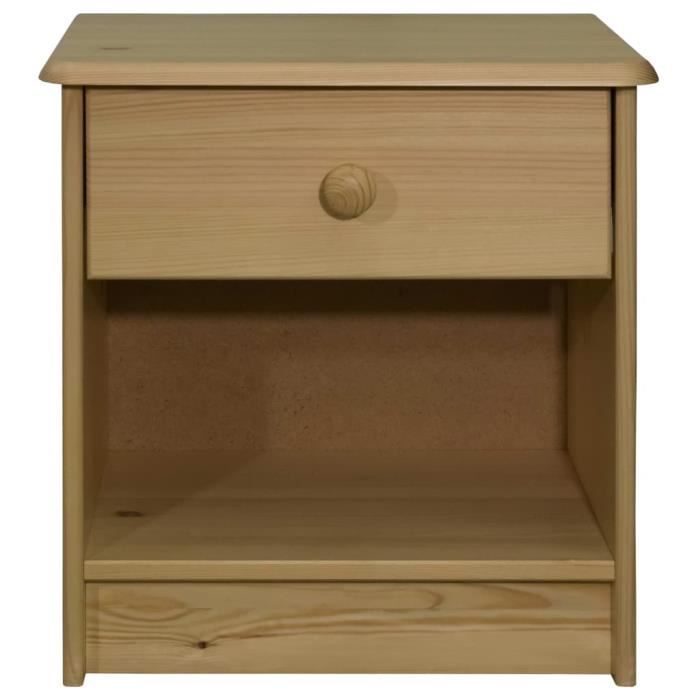 HUA - Tables - Table de chevet Marron et blanc 46x39,5x57cm Bois de pin HUA - Tables - Table de chevet Marron et blanc 46x39,5x57cm Bois de pin