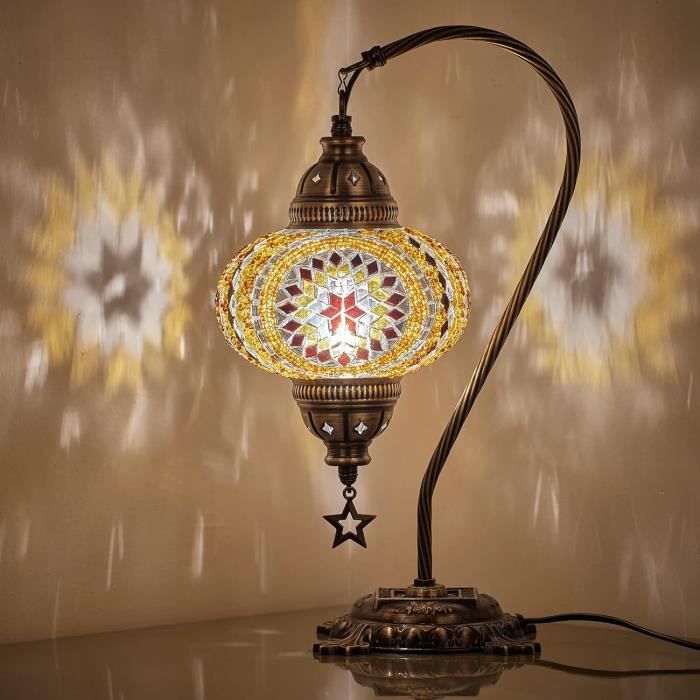 Lampe De Table - Lampe Mosaïque - Lampe Turque - 19 Cm - Hauteur 34 Cm Fait Main Lampe Marocaine Lampe Orientale Authentique Multicolore Lampe De Table - Lampe Mosaïque - Lampe Turque - 19 Cm - Hauteur 34 Cm Fait Main Lampe Marocaine Lampe Orientale Authentique Multicolore