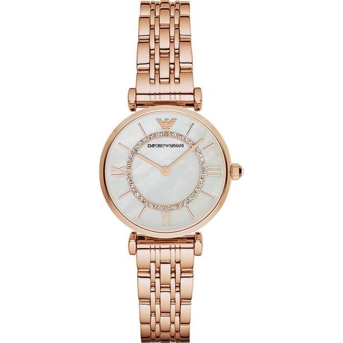 Montre Bracelet EMPORIO ARMANI Women s Retro Mother of Pearl Rose Gold Tone Stainless Steel Watch AR1909 ATTJC Achat vente montre Femme Adulte Jaune Cdiscount