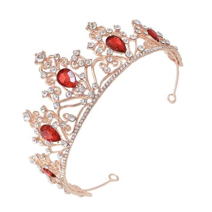 Couronne De Reine Dorée, Couronne De Princesse Rouge, Diadème En Strass Pour Anniversaire, Riage, Fête, Convient Aux Femmes Et Aux Filles (rouge Et Or) Halloween | SHEIN