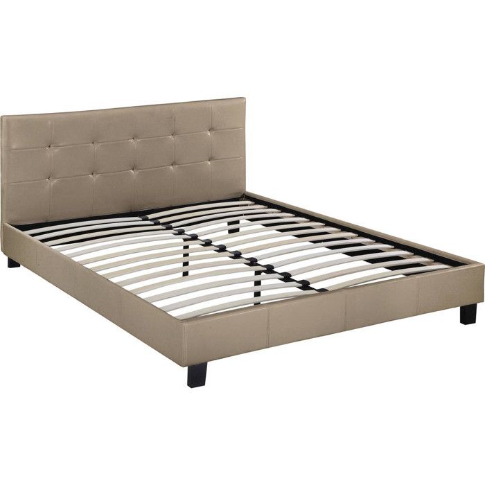 Lit double en pvc Julia - 160 x 200 - Taupe