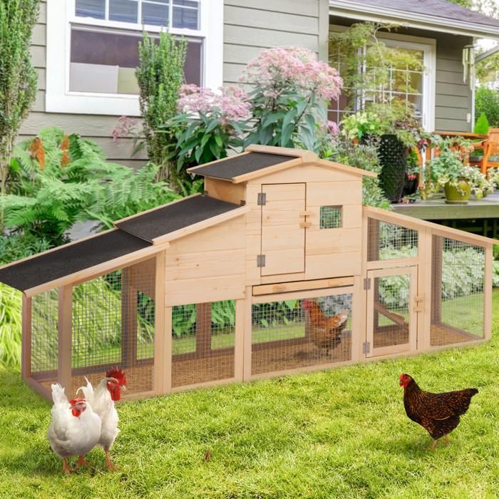 Comparer les prix de IDMARKET Poulailler VIP avec pondoir et clapier double XXL en bois