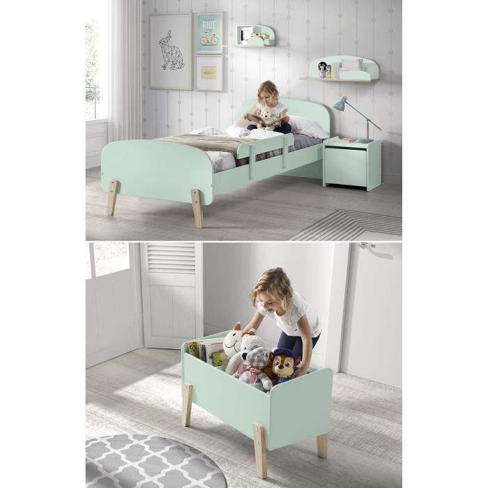 Kiddy Chambre Enfant Complete Style Scandinave En Bois Pin Massif Et Mdf Laque Vert Menthe L 90 X L 200 Cm Achat Vente Structure De Lit Kiddy Chambre E