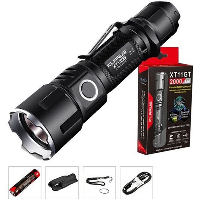 Klarus ST10 Lampe Torche LED 1100 Lumens CREE XM-L2 U2 USB Rechargeable Lampe de Poche 115 m/ètres 6 Modes Lumi/ère avec Batterie 18650 /Étanche IPX8 pour Ext/érieur Camping Randonn/ée P/êche
