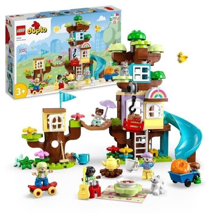 lego® duplo 10993 la cabane dans l’arbre 3-en-1, jouet éducatif pour enfants dès 3 ans, avec briques