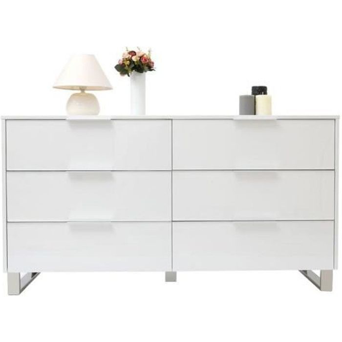 Commode design laquée blanche HALIFAX - Achat / Vente ...