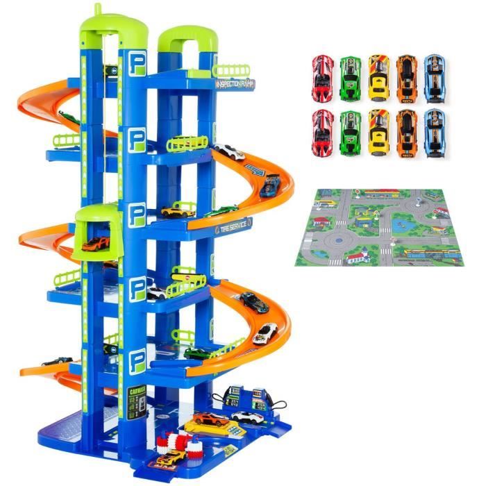 Dinosaure Garage Voiture Enfants avec Trois étages et Ascenseur Jeu de Jouets, Circuit Voiture Enfant avec 6 Voitures et Carte, Cadeau pour Enfant de 2 3 4 5 Ans Dinosaure Garage Voiture Enfants avec Trois étages et Ascenseur Jeu de Jouets, Circuit Voiture Enfant avec 6 Voitures et Carte, Cadeau pour Enfant de 2 3 4 5 Ans