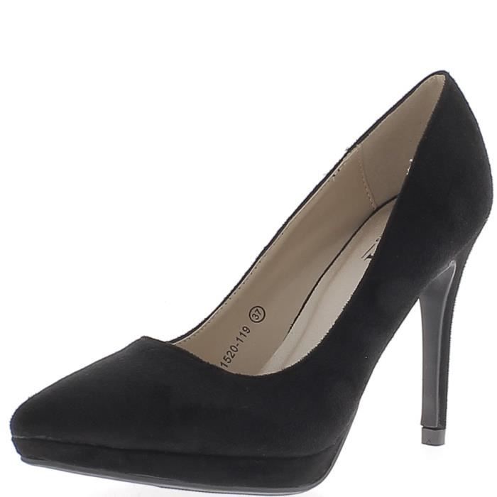 escarpin noir daim pointu