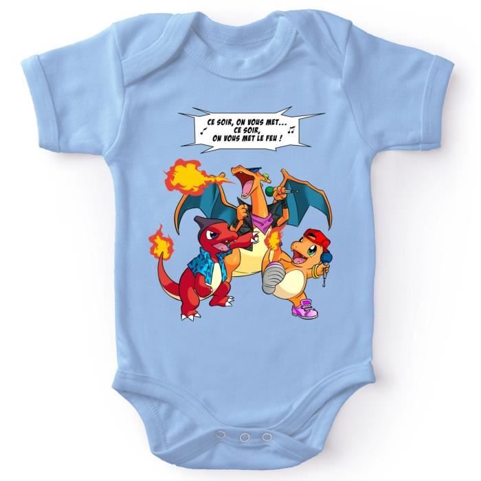 Body Bebe Bleu Pokemon Parodique Dracaufeu Reptincel Et Salameche Ce Soir On Vous Met Le Feu Parodie Pokemon Noir Noir Cdiscount Pret A Porter