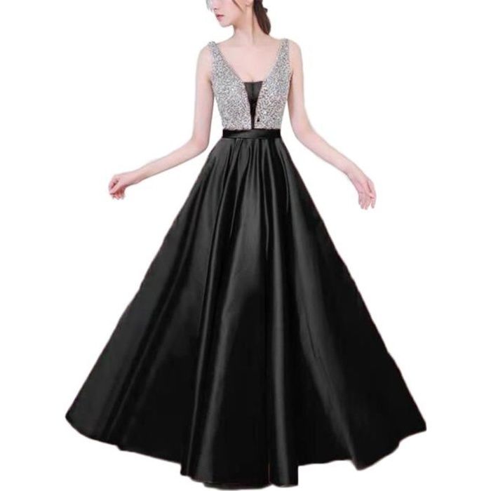 Robe de soirée élégante à manches longues pour femmes Noir - Cdiscount  Prêt-à-Porter