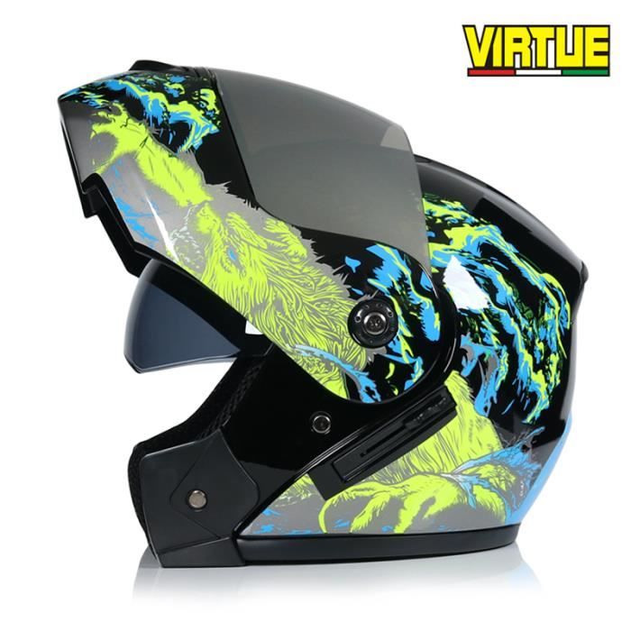 Casque Moto Modulaire À Rabat Double Visière HD À Rabat Avant