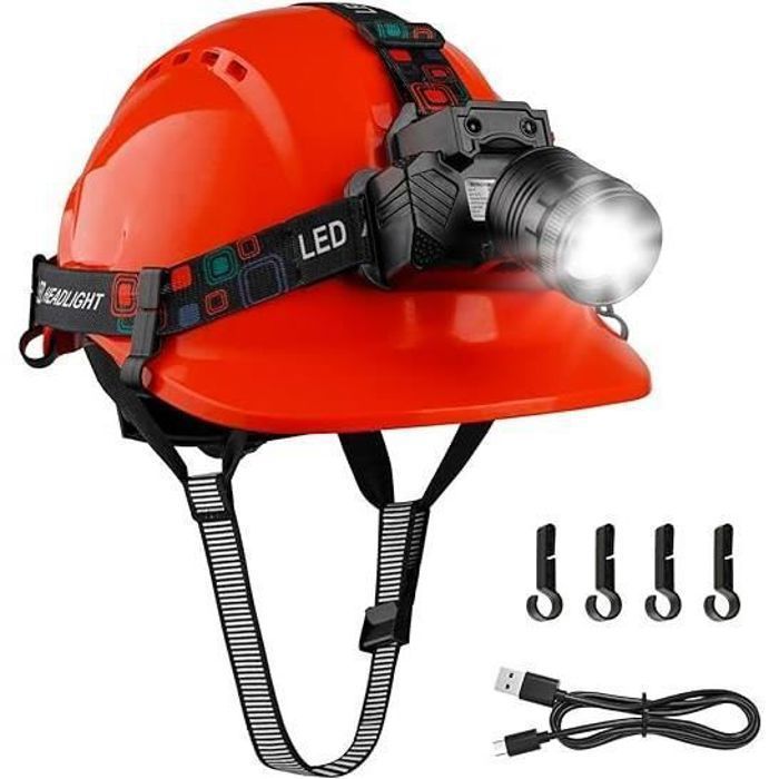 Meilleurs prix pour Mustbau Casque de Sécurité avec LED Lampe 10W - Chantiers - Travail de Nuit - Pêche - Rouge