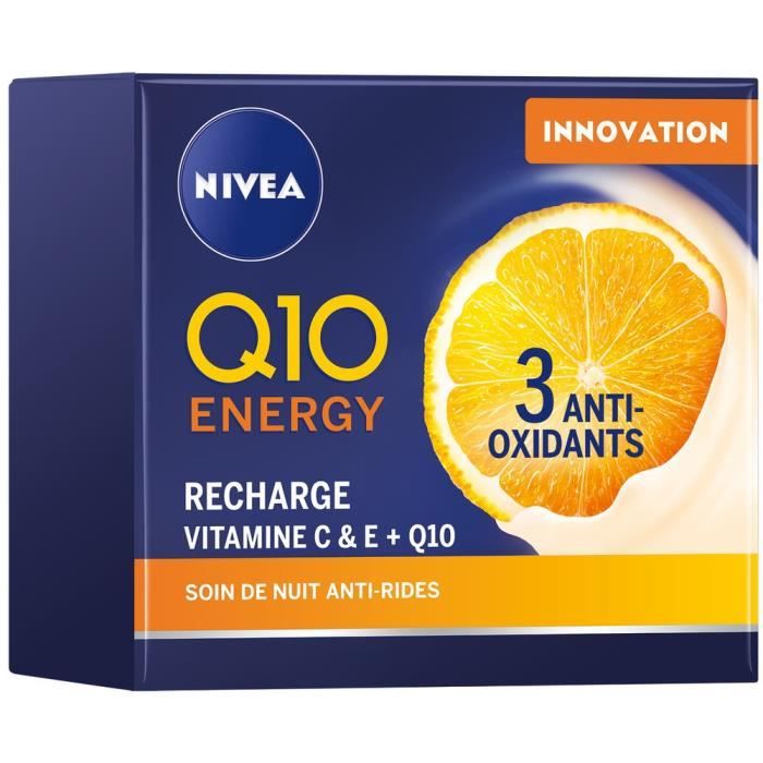 NIVEA Q10 ENERGY Crème de nuit Vitamine C E Soin visage antiâge 50