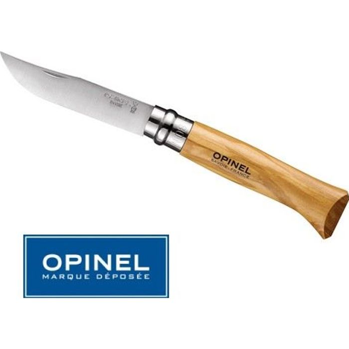 MANCHE BOIS OLIVIER 11 CM COUTEAU OPINEL N° 8 CHIC VIROLE TOURNANTE 