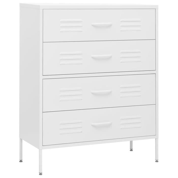 STAR®6261 MODERNE Commode Blanc 80x35x101,5 cm Acier - Cdiscount Maison