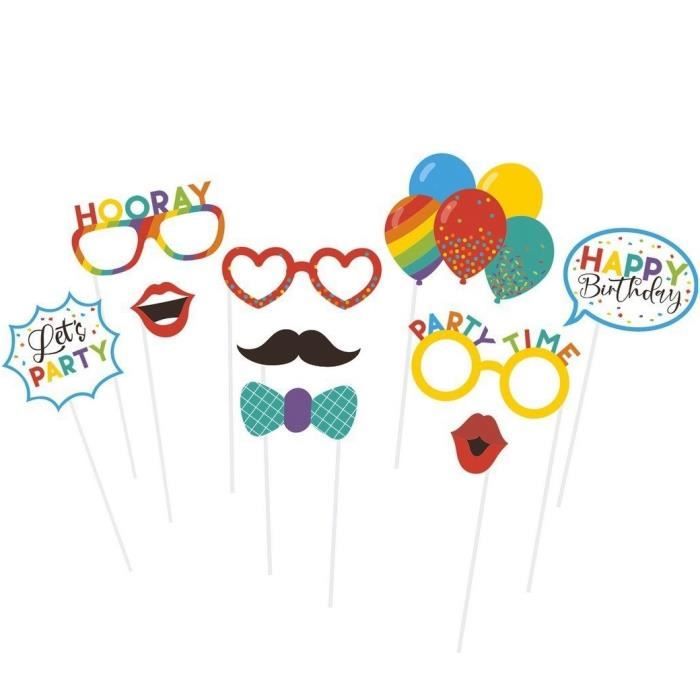 Papier Photo Booth Props, 58 Pcs Kit Photobooth Anniversaire Deguisement Danniversaire Différentes