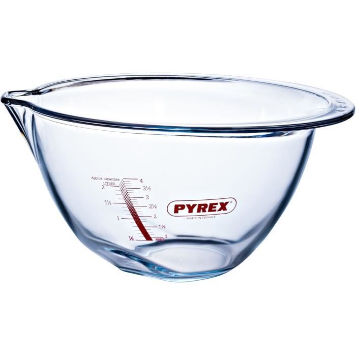 Pyrex® Lot de 5 saladiers en verre résistant avec couvercle (0,5L - 1L -  2L)