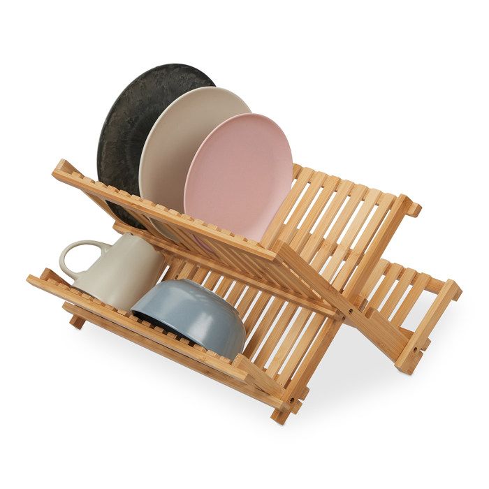 Égouttoir à Vaisselle Bambou Ambiance Nature - 32 Couverts | Pliable - 42x35x3,5cm