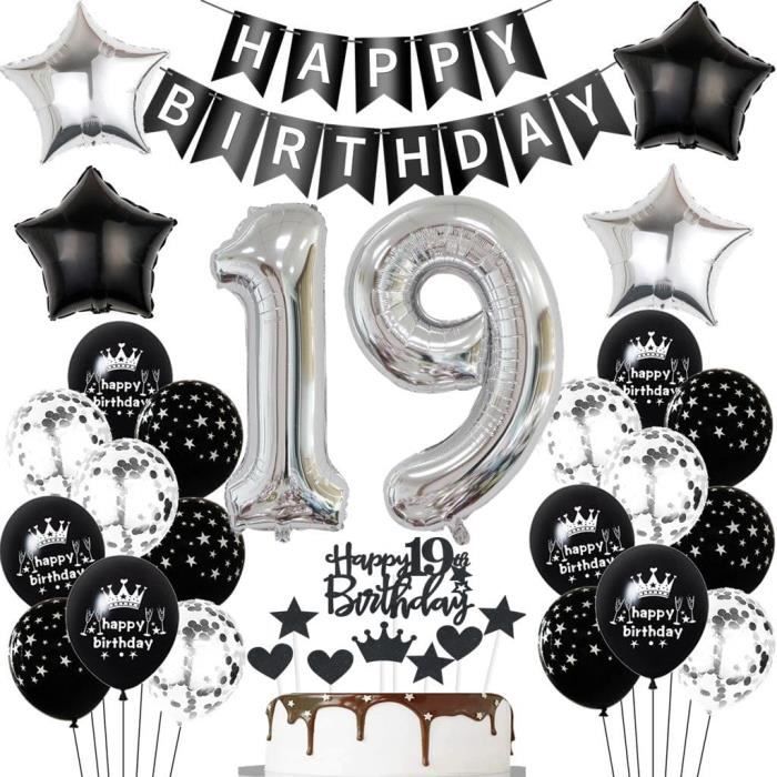 Décoration D'Anniversaire Rétro 19 Ans - Ballon Chiffre 19e Pour Fille Et Garçon - Décorations De Fête