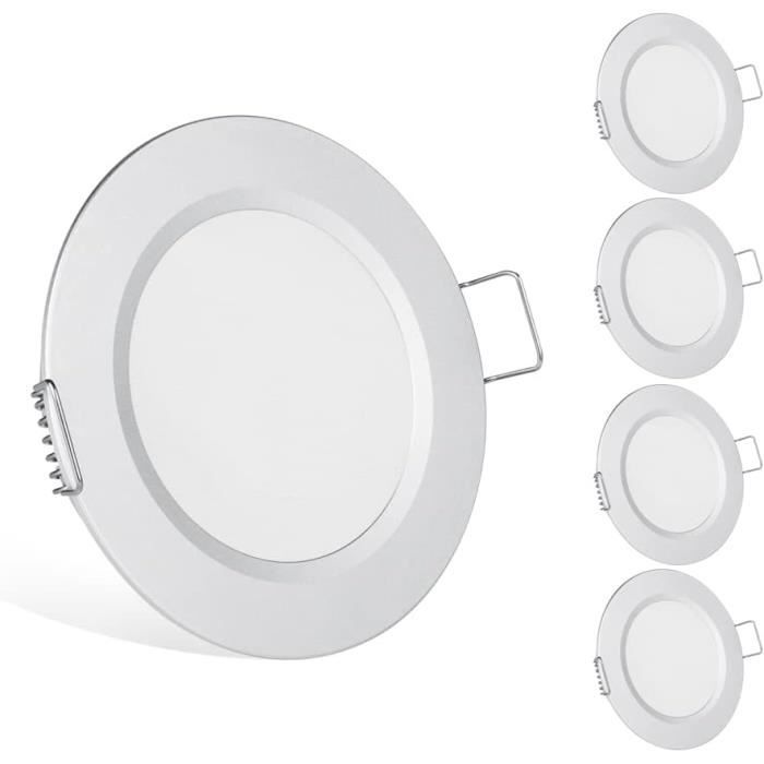Lot De 6 Spots Encastrables LED 12V Extra-plats Pour Camping-car, Bateau Ou Placard - 3W, 3000K, IP44, Dimmable - 6