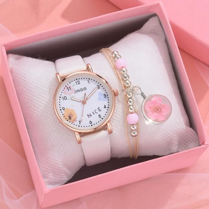 SHARPHY Coffret montre enfant fille bracelet mode lion blanc