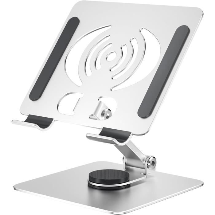 Support Tablette Bureau Aluminium – Rotatif 360°, Pliable Et Réglable – Compatible IPad, Tablettes Et Smartphones