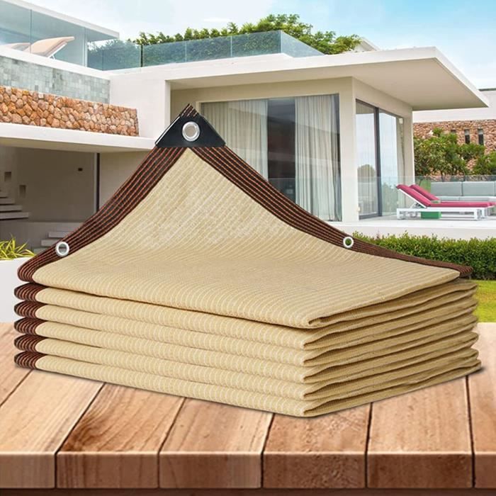 Filet D'Ombrage Avec Oeillets 2x3m Marron Clair - Toile Protection Solaire UV Jardin Pergola