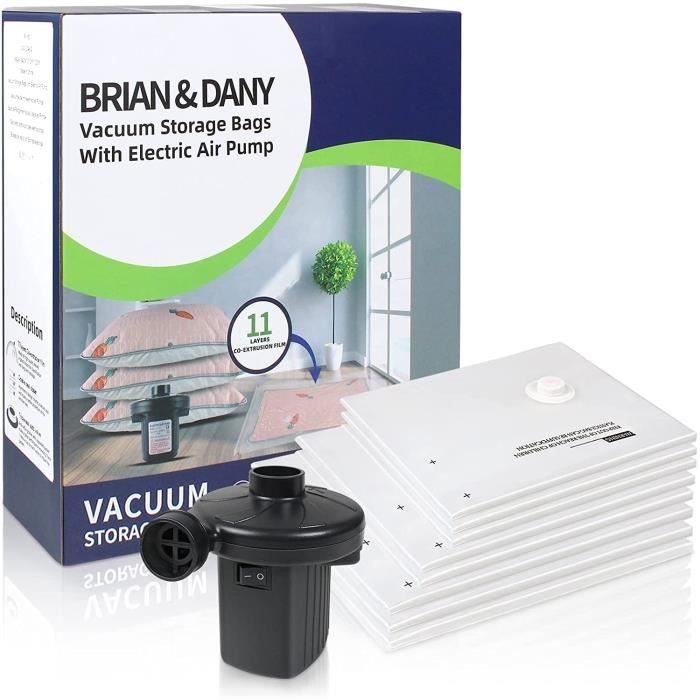 Kit 10 Sacs De Rangement Sous Vide Avec Pompe Électrique - Gain De Place 80% Pour Vêtements, Couettes, Voyage