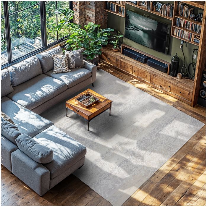Tapis - TECTAKE - Tapis design vintage DALIA avec motif délavé à poils courts en laine synthétique et feutre 240 x 340 cm - Beige