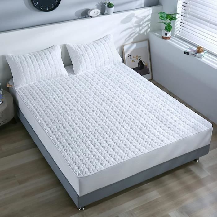 Protège-Matelas En Microfibre Etanche Blanc 180 X 200 Cm Bordure Elastique Ruen