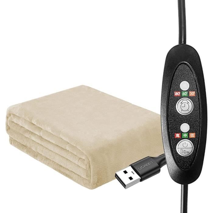 Couverture Chauffante Électrique BOHEM 180x130 Cm - 9 Niveaux Chaleur, Minuterie 1-9h - Plaid Canapé Lavable Machine - Beige - 8
