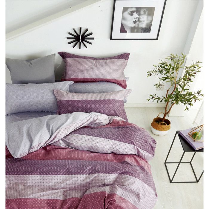 Parure de couette Imprimé double face percale de coton peigné 80 fils/cm² pour lit 140 à 160 - 200x200 Parure de couette Imprimé double face percale de coton peigné 80 fils/cm² pour lit 140 à 160 - 200x200