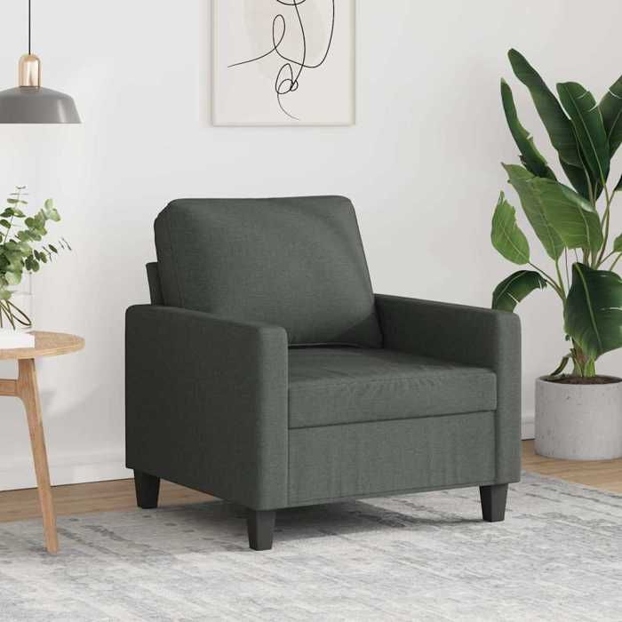 vidaXL Fauteuil Gris foncé 60 cm Tissu fauteuil fauteuil de baignoire fauteuil club canapé canapé confortable siège de 359148