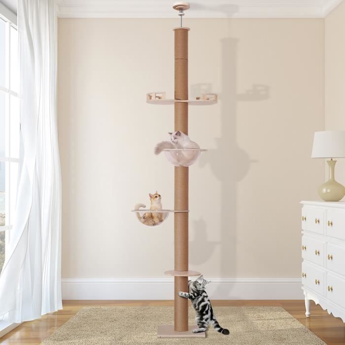 Comparer les prix de Arbre à Chat - VINTEKY - 5 Plate-forme d'activité - Hauteur réglable - 250-275cm