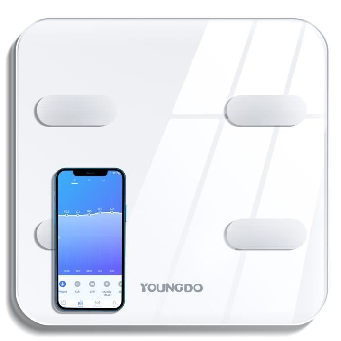 Pèse Personne Connectée, Balance Bluetooth Impédancemètre, USB Pèse Personne Impédancemètre, 19 Données Corporelles