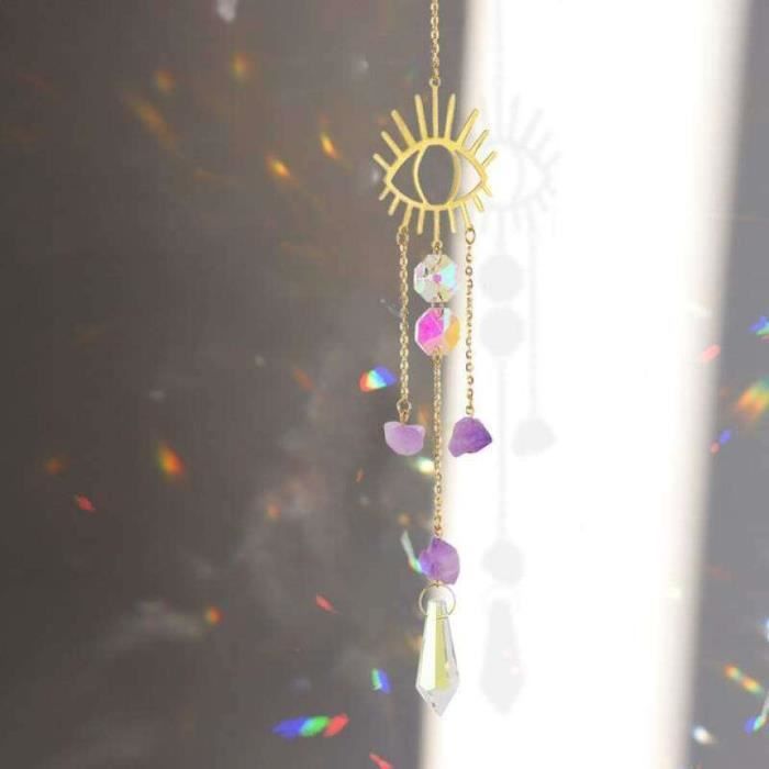 Carillon à Vent,Capteur De Soleil En Cristal Arc-en-ciel, Cage, Rideau