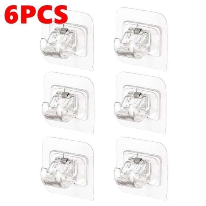 2 Supports De Tringle à Rideau Fixation Plafond Ou Mur - Adhésif Ou Vis, Capacité 13,6 Kg - Pour Rideaux, Douche Ou Décoration - 8