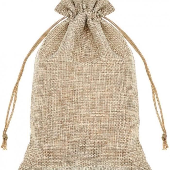 NAEBRO 30 Sacs En Toile De Jute 10x8 Cm Avec Cordon – Pochettes Cadeaux Bijoux Mariage Noël