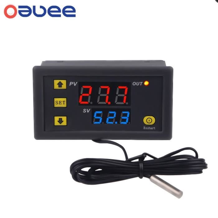 Lot De 3 Thermostats Numériques W3230 - Contrôle De Température Précis De -50 à 120°C | Capteur étanche, Sortie Relais 20A | Pour Frigo, Clim, Incubateur