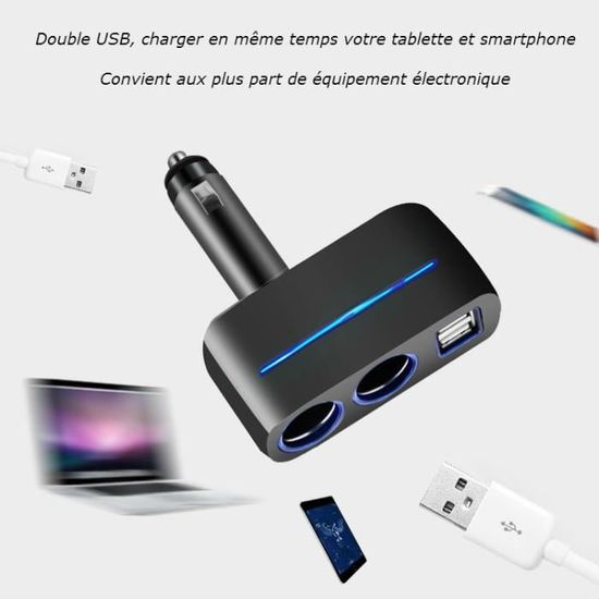 Double Adaptateur Metal Allume Cigare USB pour IPHONE 12 Mini Prise  Double 2 Ports Voiture Chargeur Universel (ARG - Cdiscount Auto