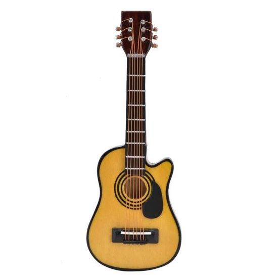 Modèle miniature de guitare, 3.1in Tall Mini en bois Guitare classique modèle Mini instrument de musique Bureau à domicile Table Ornement décoratif (Café