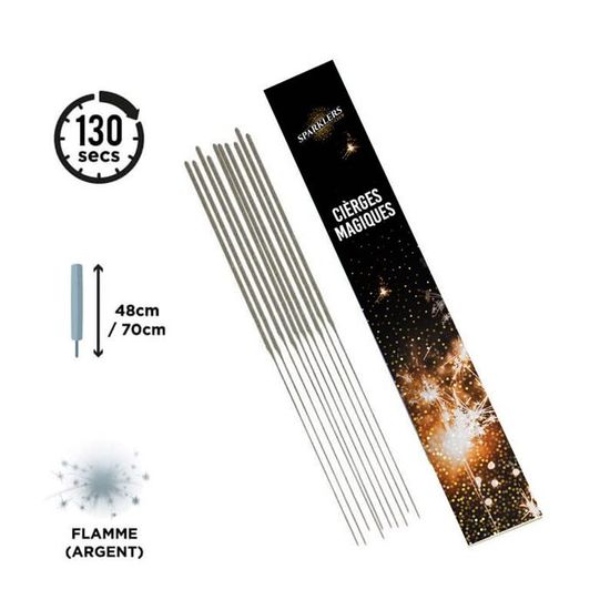 lot de 10 cierges magiques 30sec 18cm