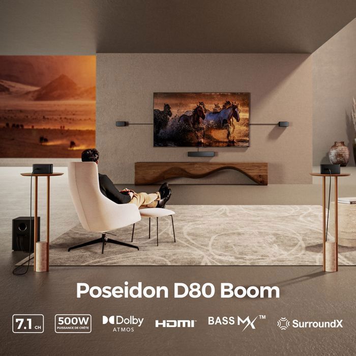 ULTIMEA Barre De Son Dolby Atmos 5.1 Poseidon D60 – Son Surround 3D Véritable + Caisson Sans Fil