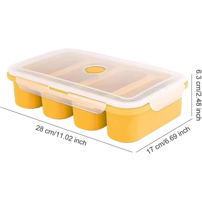 Plateau De Cube De Soupe En Silicone, Moule à Glaçons En Silicone Carré Réutilisable, Moules De Congélation Avec Couvercle 4 Cubes - Achat / Vente Bac - Sac A Glacons Plateau De