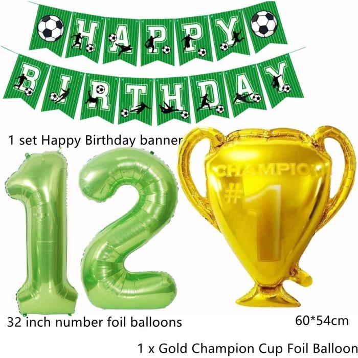 Décoration d'anniversaire de football pour garçon de 2 ans - Kit de