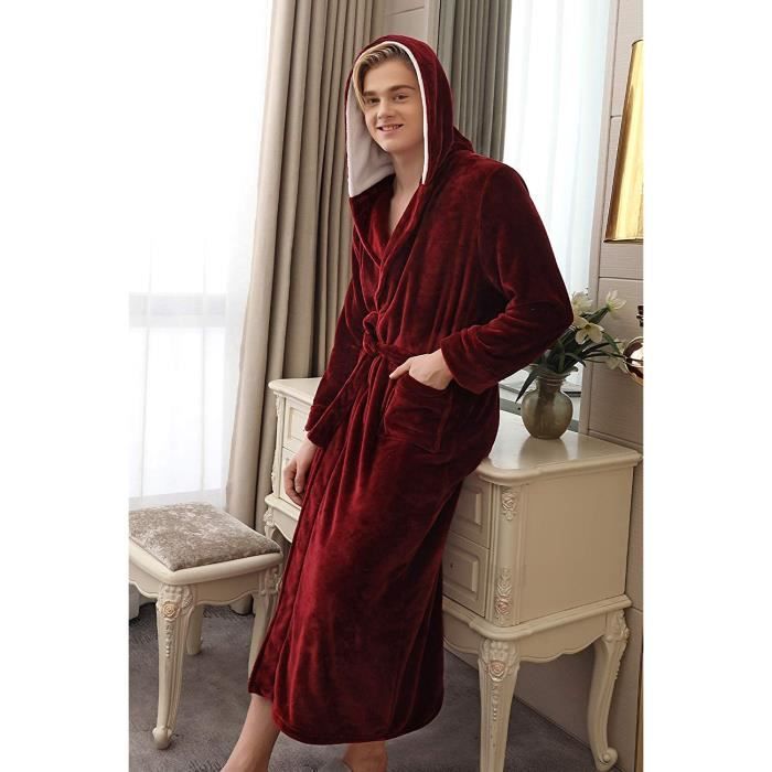 Robe De Chambre Femme Peignoir de Bain Homme A Capuche en Tissu Eponge 100 Coton Kimono Super Doux Ensemble Chaud Poche Spa E 990 Cdiscount Maison