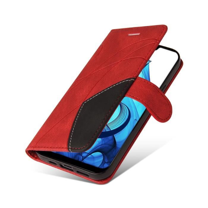 Etui OPPO A5 OPPO A3S Portefeuille Pochette Housse pour OPPO A5 OPPO A3S Protection Housse Rouge