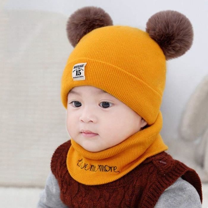 Bonnet Bébé Fille Hiver Pompom 0-24 Mois Tricotés Bonnet Bébé