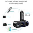 Ecent Chargeur multiprise 12V avec LED - 2 Prises allumes cigares+2 prises USB pour Smartphone, tablette, GPS, enregistrement-2